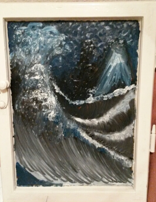 Hokusai auf dem Fenster